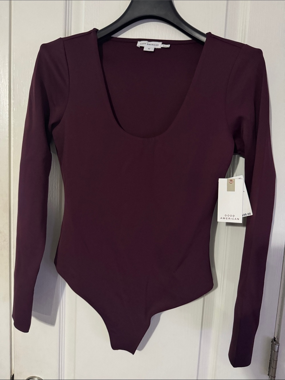 Good American Long Sleeve Scoop Neck Bodysuit - Plum